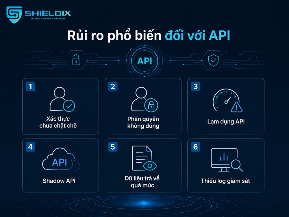 Các rủi ro phổ biến trong bảo mật API gồm shadow API và lạm dụng endpoint