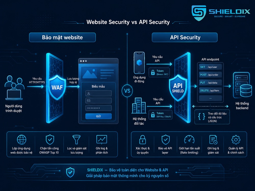 So sánh bảo mật website và API Security trong hệ thống doanh nghiệp