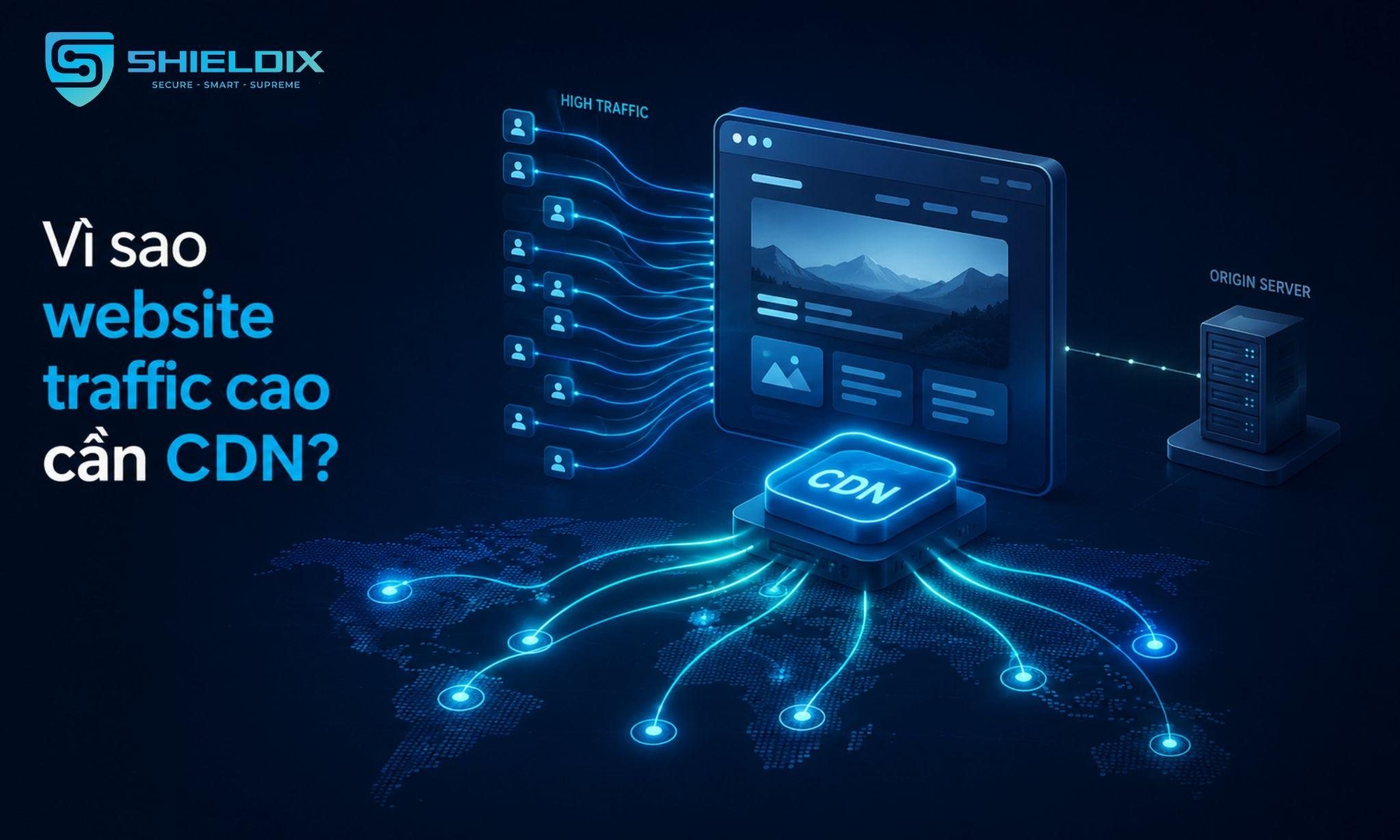 Website traffic cao được CDN hỗ trợ phân phối tài nguyên tĩnh và giảm request về origin server