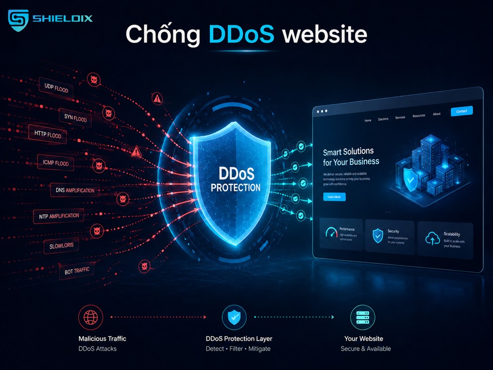 Chống DDoS website giúp lọc lưu lượng độc hại trước khi vào hệ thống