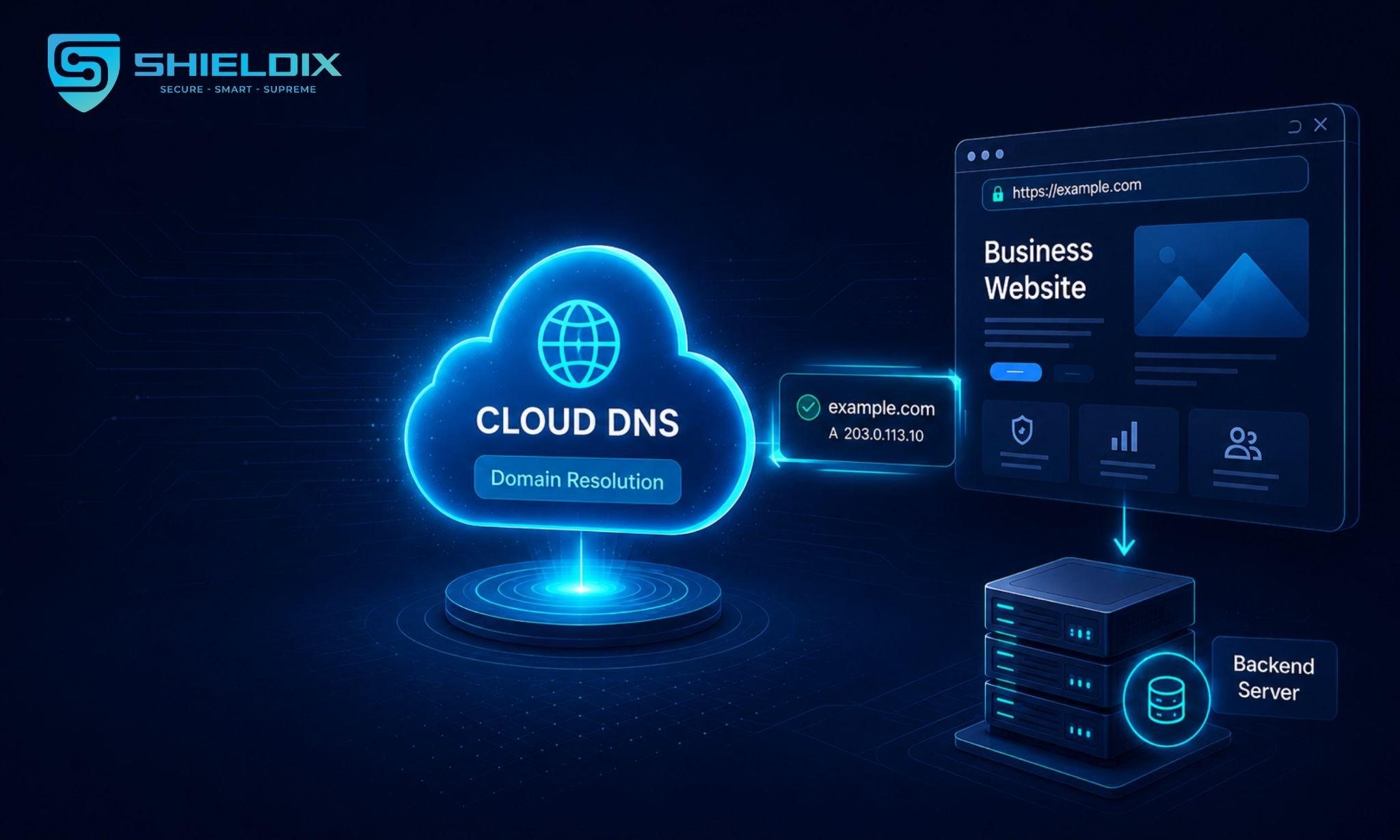 Cloud DNS phân giải tên miền và điều hướng truy cập đến website doanh nghiệp
