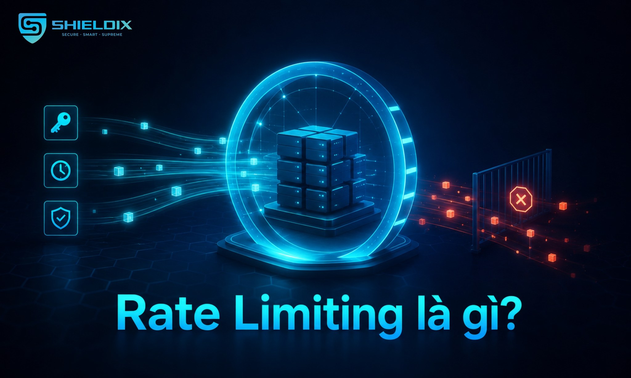 Rate Limiting giới hạn request vượt ngưỡng trước khi lưu lượng đi vào API endpoint và backend