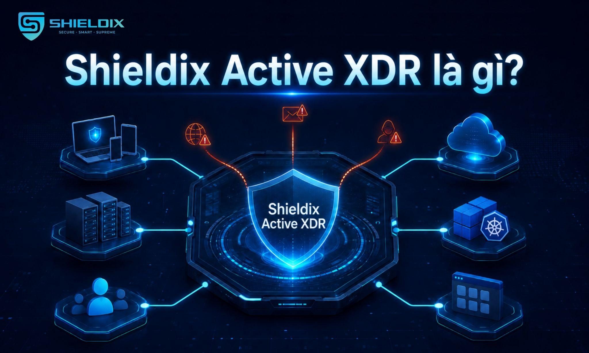 Shieldix Active XDR giám sát thiết bị đầu cuối, máy chủ, cloud, tài khoản, workload và ứng dụng trong hệ thống doanh nghiệp